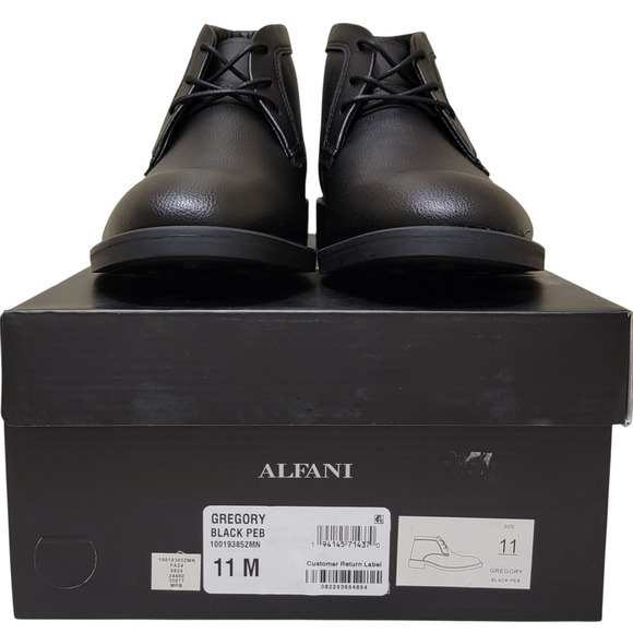 Alfani Men Chukka Ankle Boots Gregory Size US 11M Black Pebbled Faux Leather Alfani Men Chukka Ankle Boots Gregory Size US 11M Black  main image 4